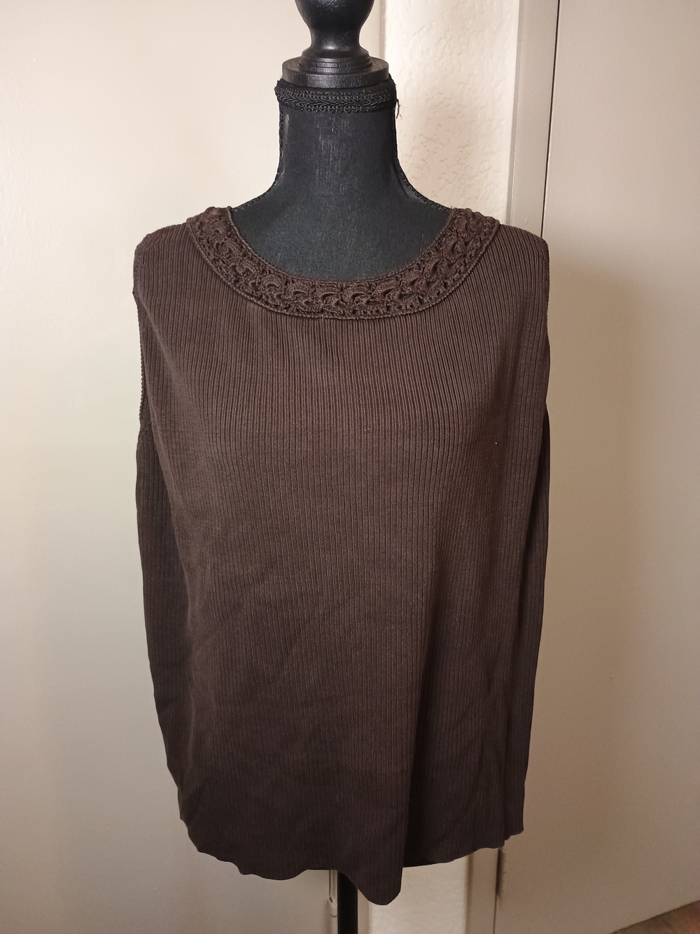 Valerie Stevens Women's Textured Tunic Brown 3X Like New